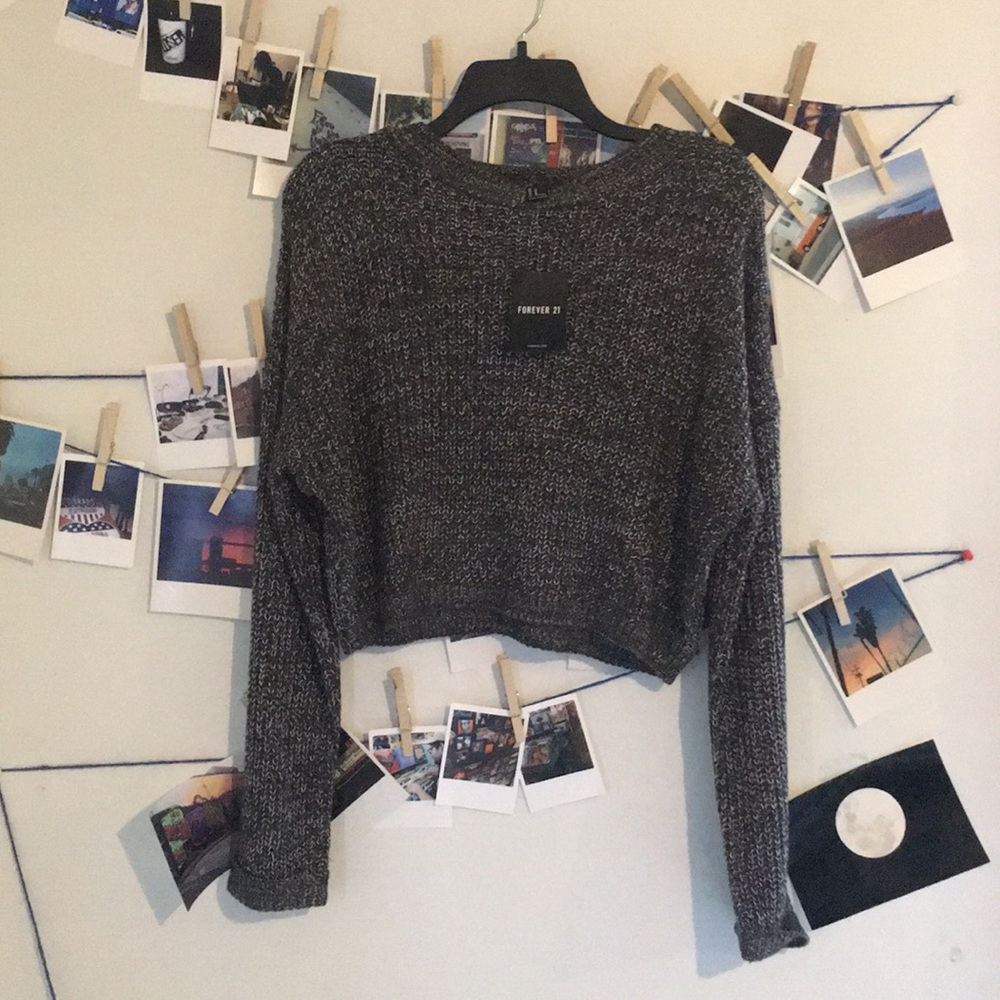 Forever 21 Gray Cropped Sweater
